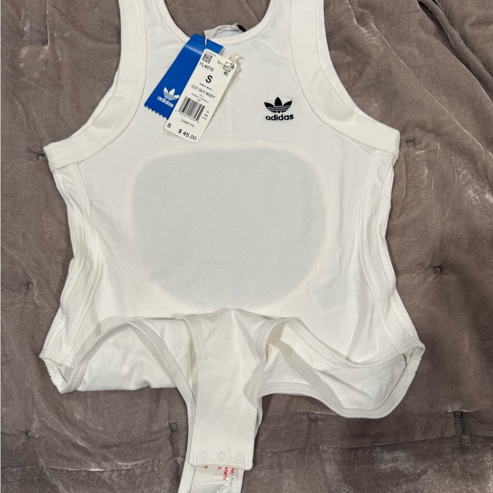 Adidas White Sleeveless Bodysuit